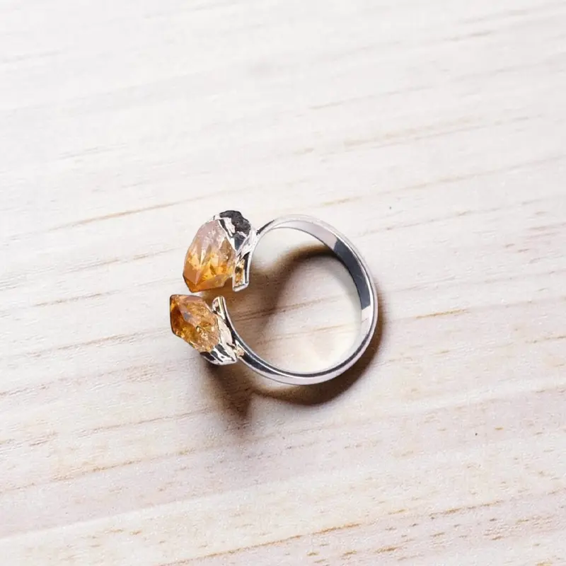 Anillo Gema Citrino Bruto