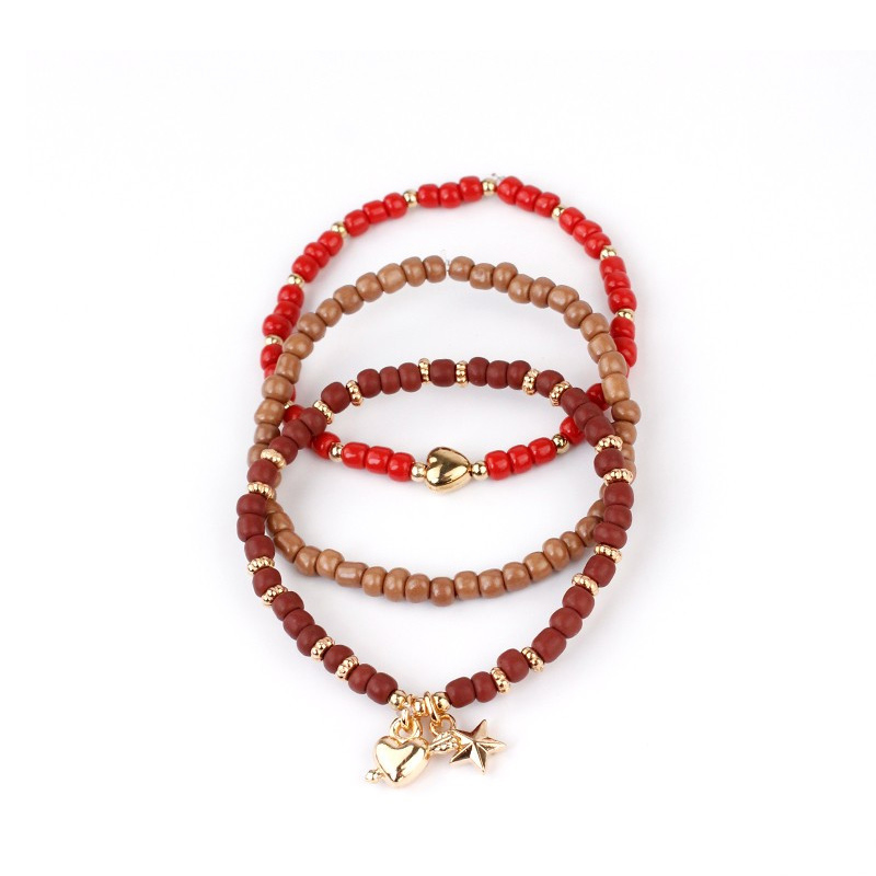 Set Pulseras Colors Gamas Red con Dijes Dorados