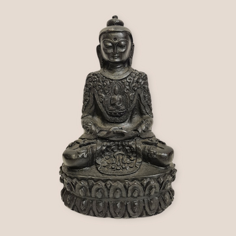 Buda Resina Tallado Negro 13cm