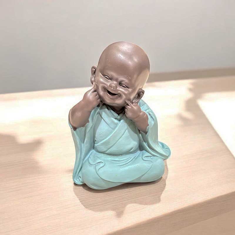 Buda Bebe Negro Sonriendo Tunica Verde 10cm