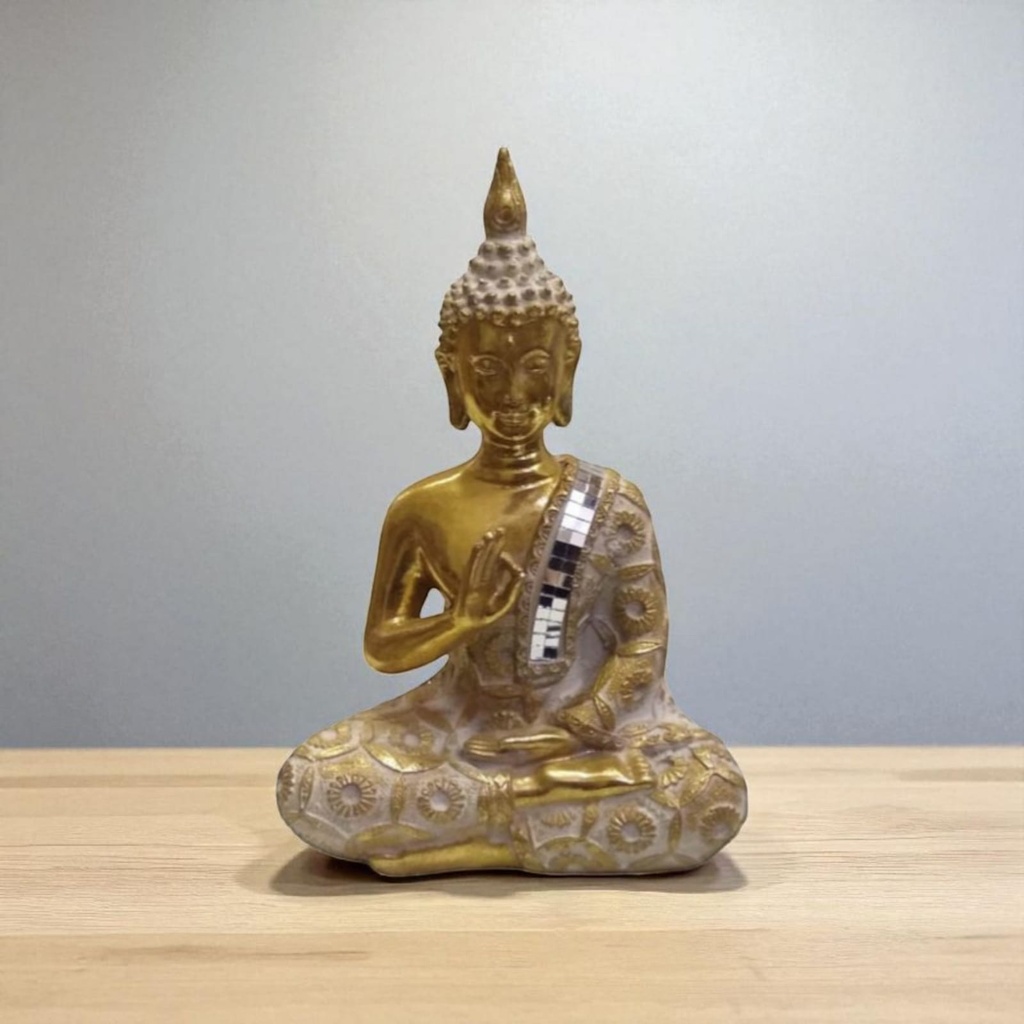 Buda Dorado con Espejos 22cm