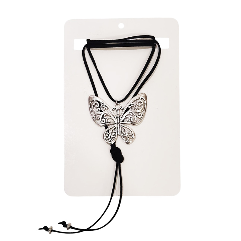 Collar Gamuza Negro con Mariposa