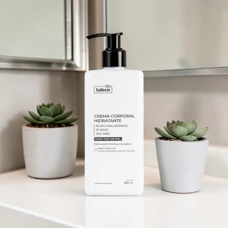 Crema Corporal con Ácido Hialurónico, Té rojo y Aceite Esencial de Tea Tree 300ml, Labco
