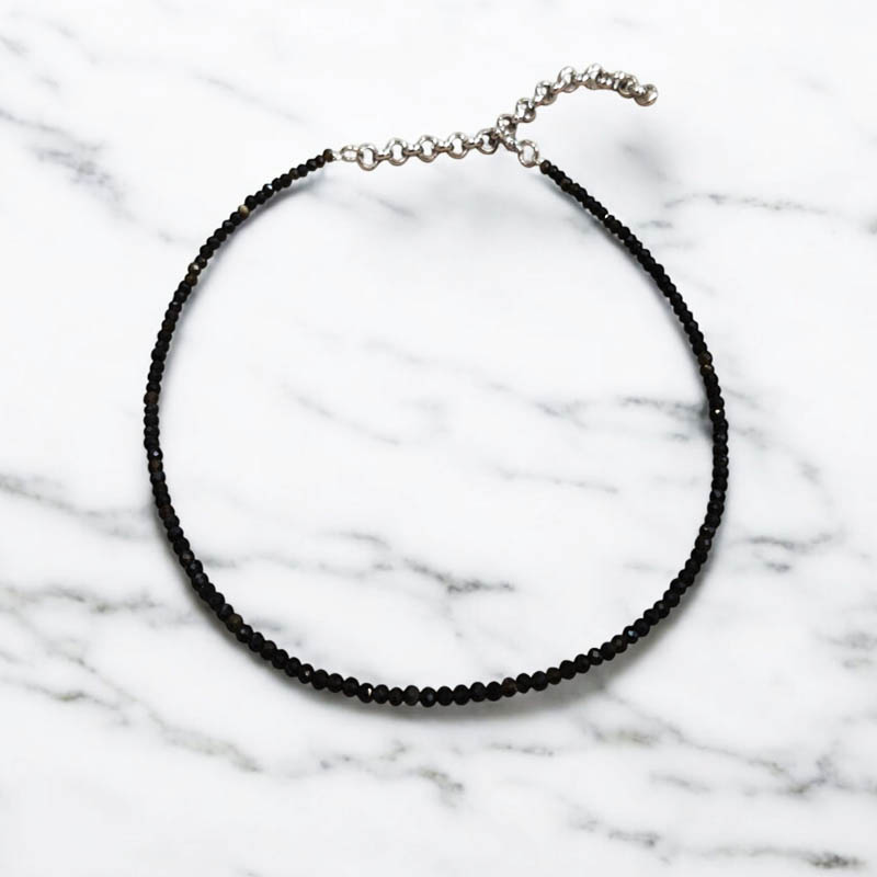 Collar Gema Obsidiana Facetado