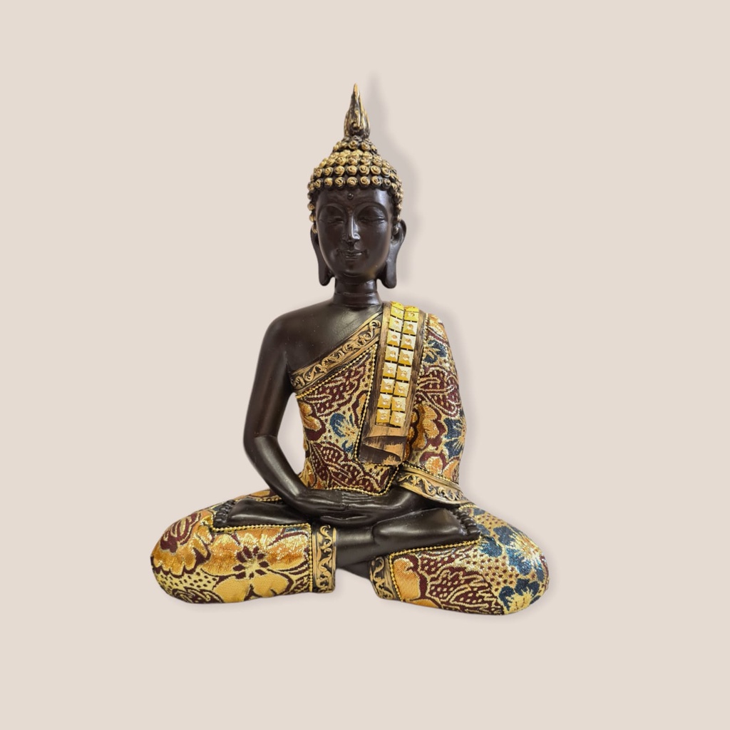 Buda Negro Meditando Resina 27cm