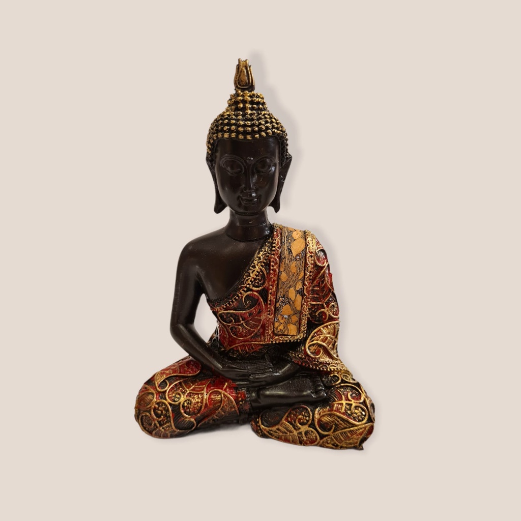 Buda Negro Meditando Resina 15cm