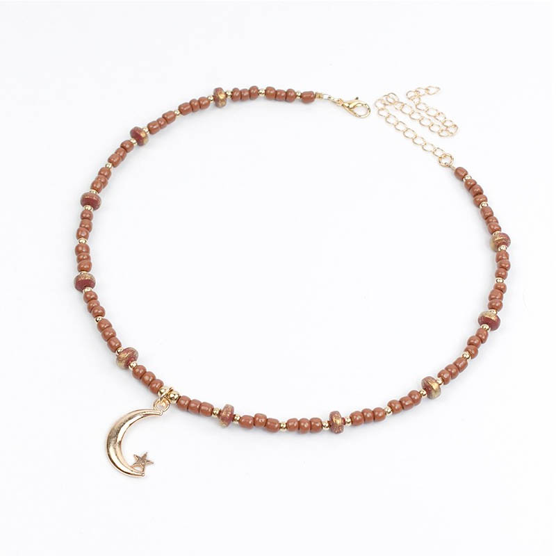 Collar Tierra Dije Luna con Estrella Dorada