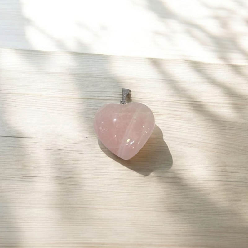 Dije Gema Cuarzo Rosa Chico Corazon
