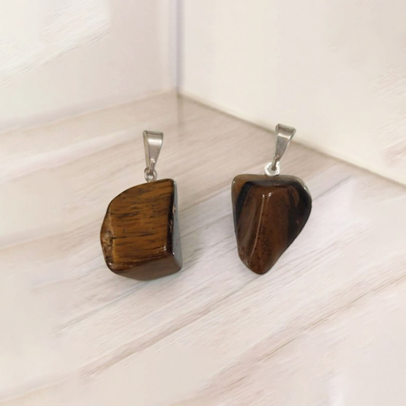 Dije Gema Ojo de Tigre Rolado Clavado