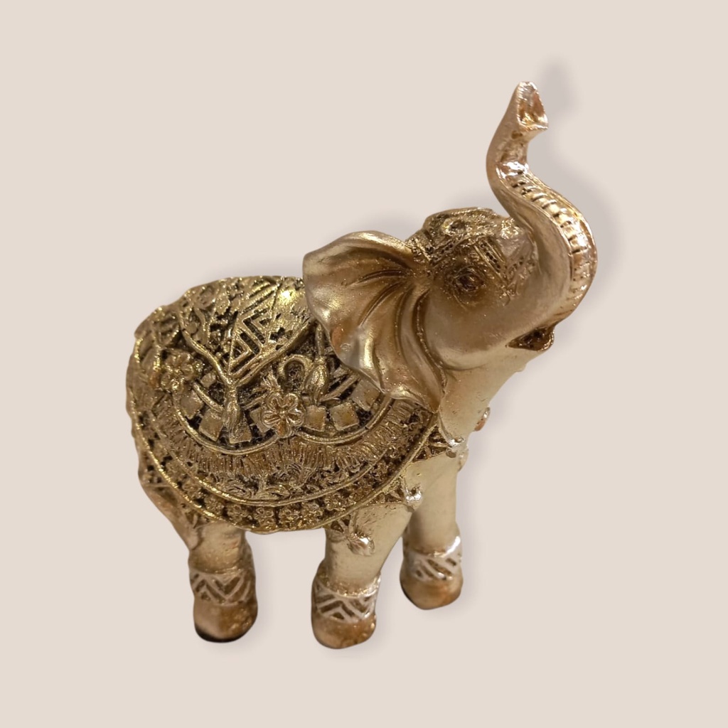 Elefante Dorado y Plateado con Manto 10cm