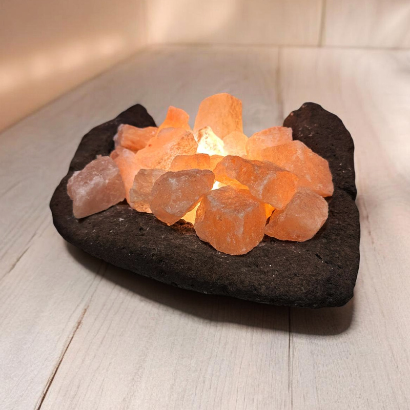 Lámpara de Sal Del Himalaya en Base de Piedra