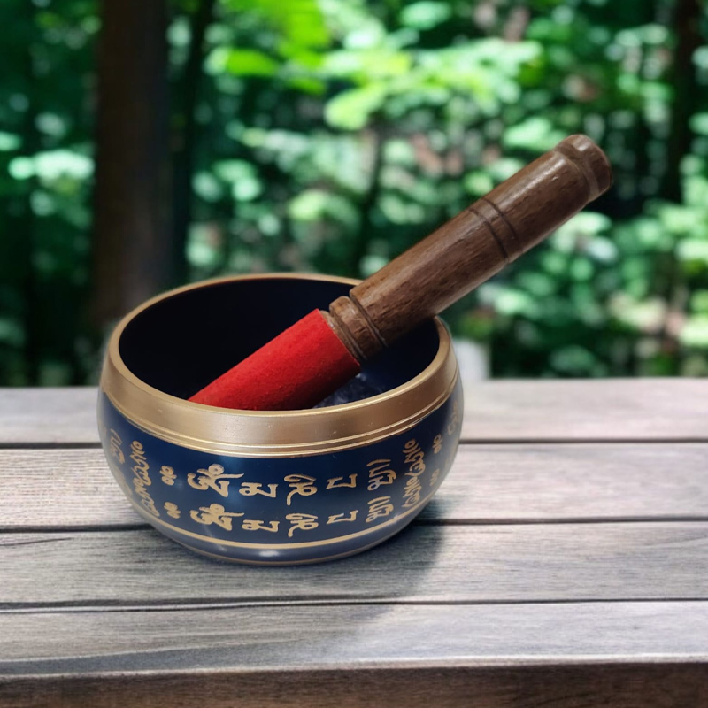 Cuenco Tibetano 9.5cm Azul Mantras