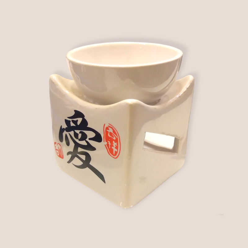 Hornito Cuadrado Signo Chino Blanco 8cm