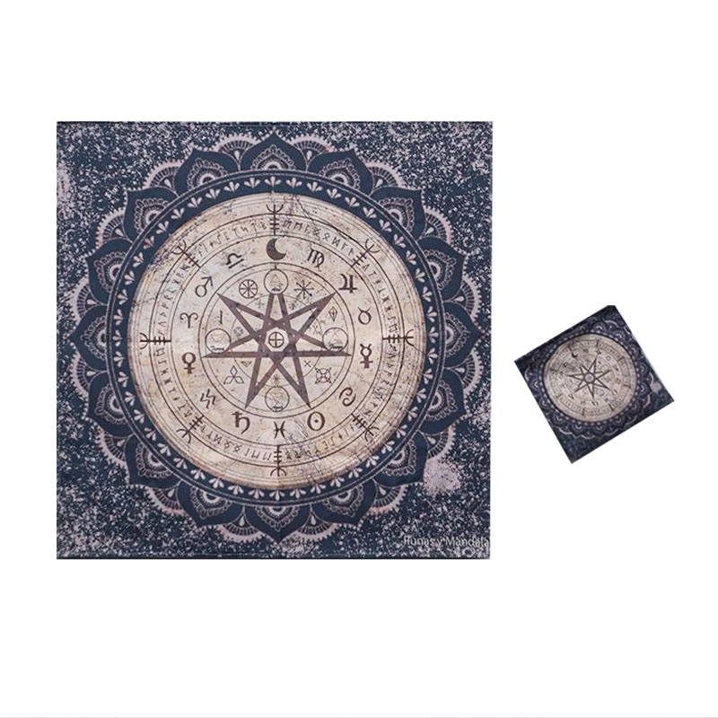 Paño de Tarot 70x70cm, Runas y Mandalas