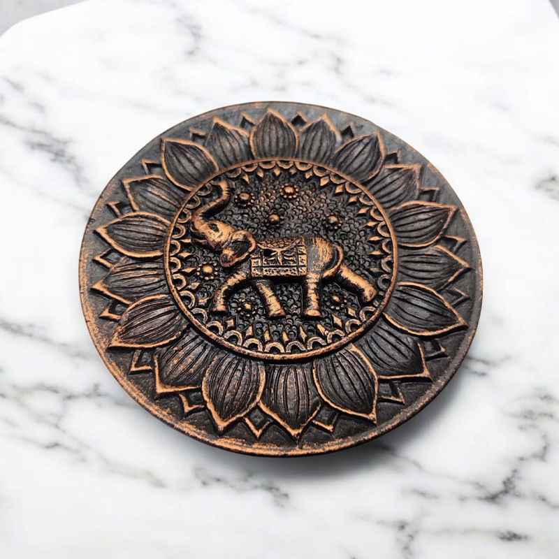 Porta Sahumerio Resina Dorada Elefante