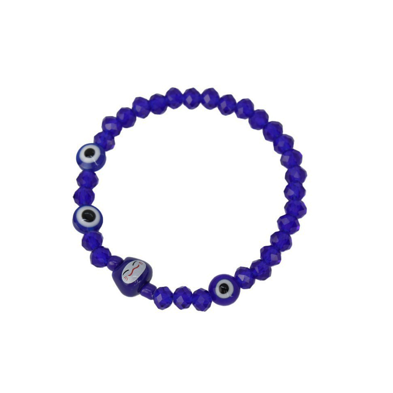 Pulsera Elastica Azul con Ojos Turcos y Gatito