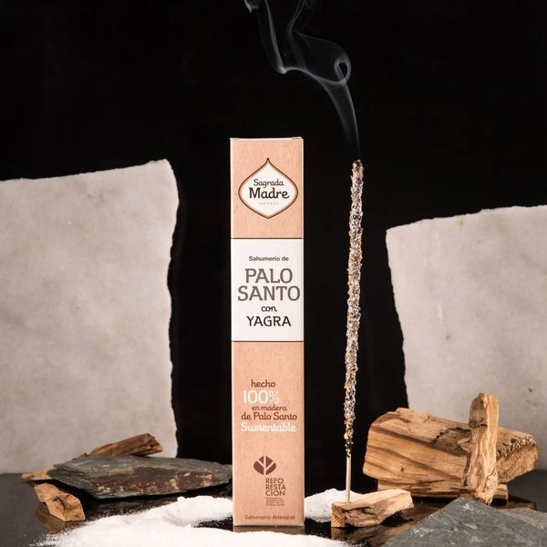 Sahumerio Sagrada Madre Palo Santo con Yagra x8u