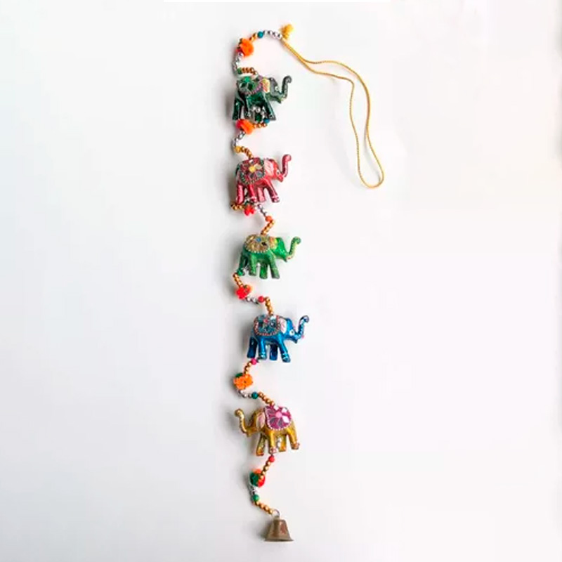 Tira Hindú Resina con 5 Elefantes Colores