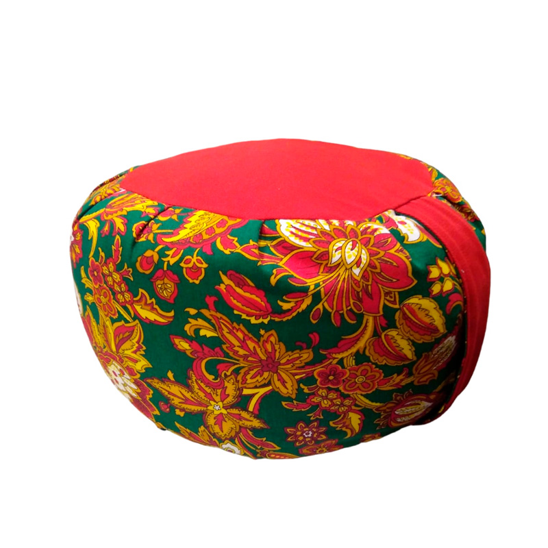 Zafu Estampado Rojo con Flores XL Relleno Premium