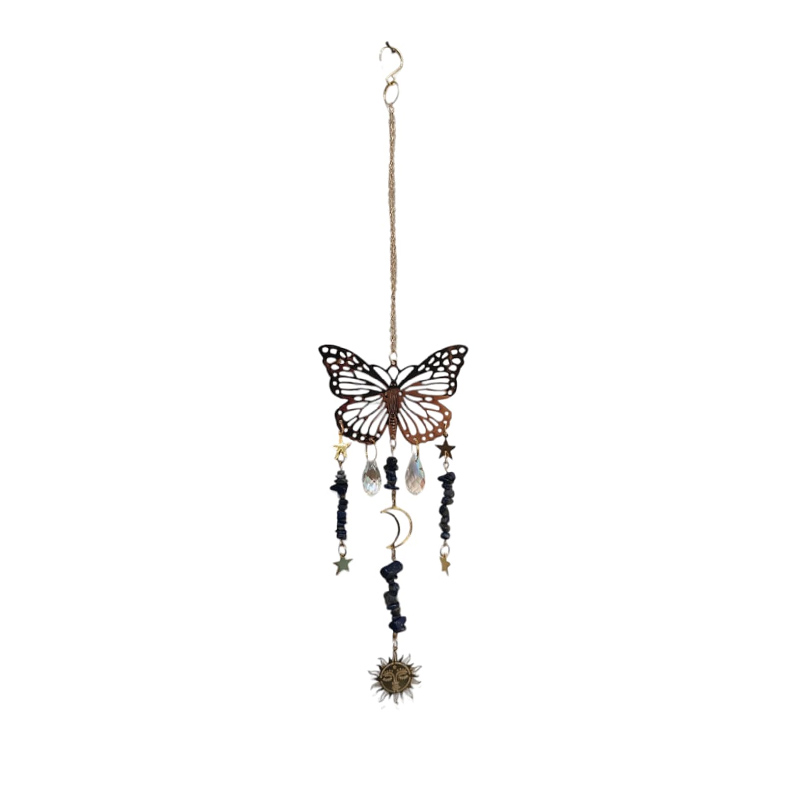 Colgante Mariposa Dorada con Lapislazuli 38cm