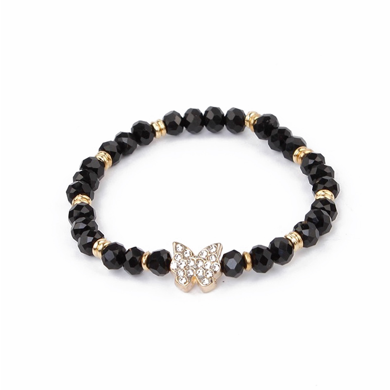 Pulsera Elastica Negra Mariposa con Strass