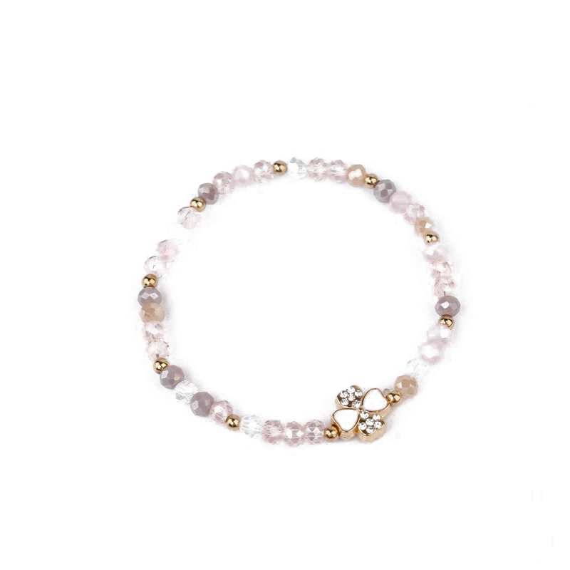 Pulsera Elastica Violetas Trebol con Strass