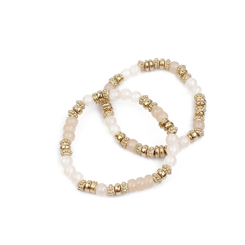 Set Pulseras Elasticas Rosa Boho Gold