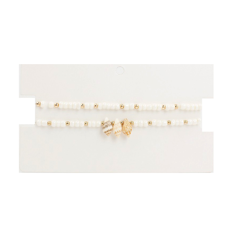 Set Tobilleras Three Shells Blancas
