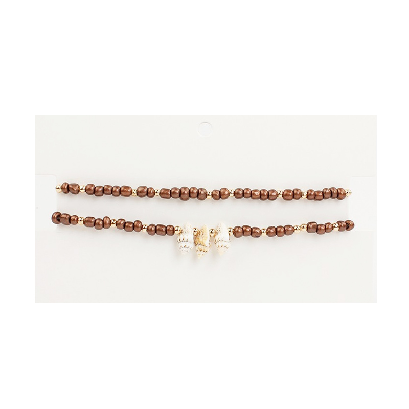 Set Tobilleras Three Shells Cobre