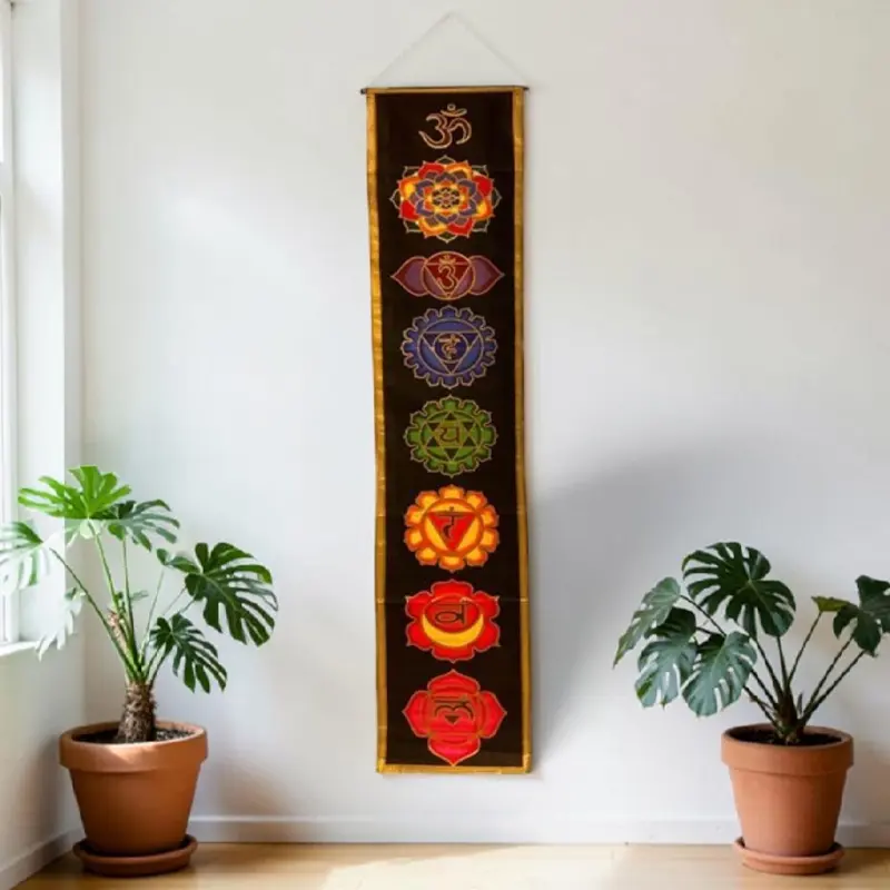 Banderin 7 Chakras Fondo Negro 175x35cm