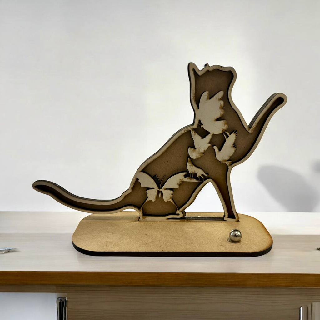 Porta Sahumerio Gato Calado Blanco