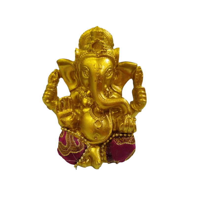 Ganesha Dorada Pantalon Tela Fucsia 7cm