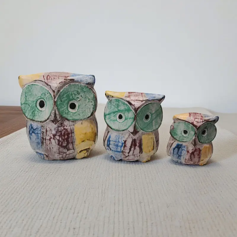 Buho Madera Tricolor 10cm