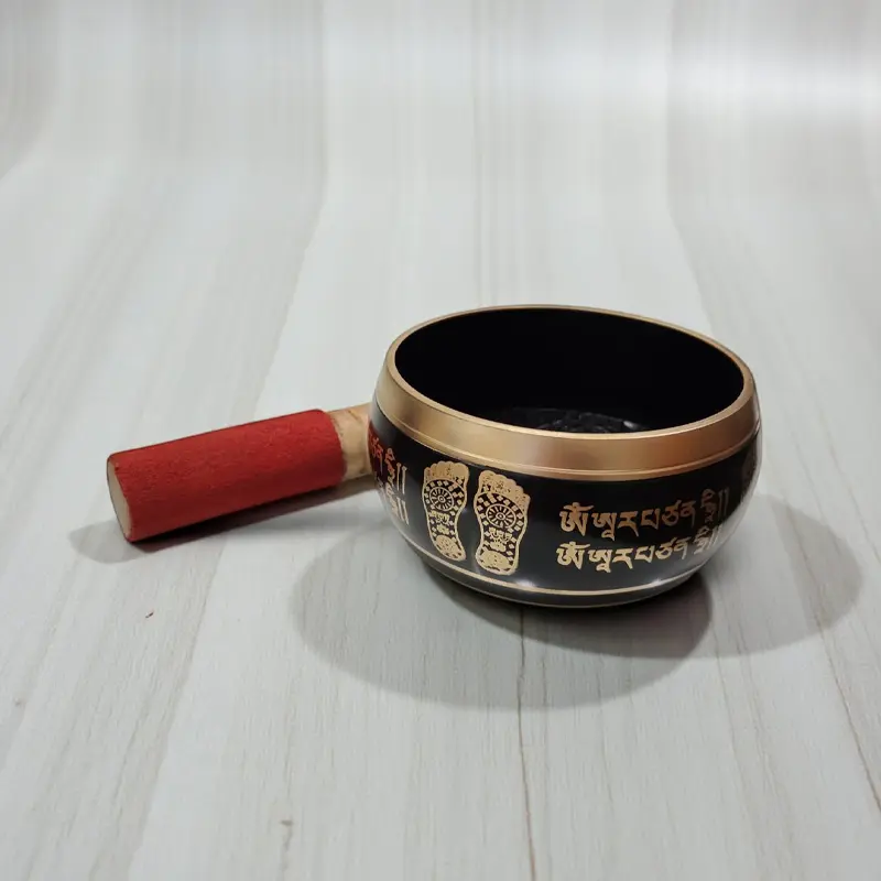 Cuenco Tibetano 10.5cm Negro Mantra Pies