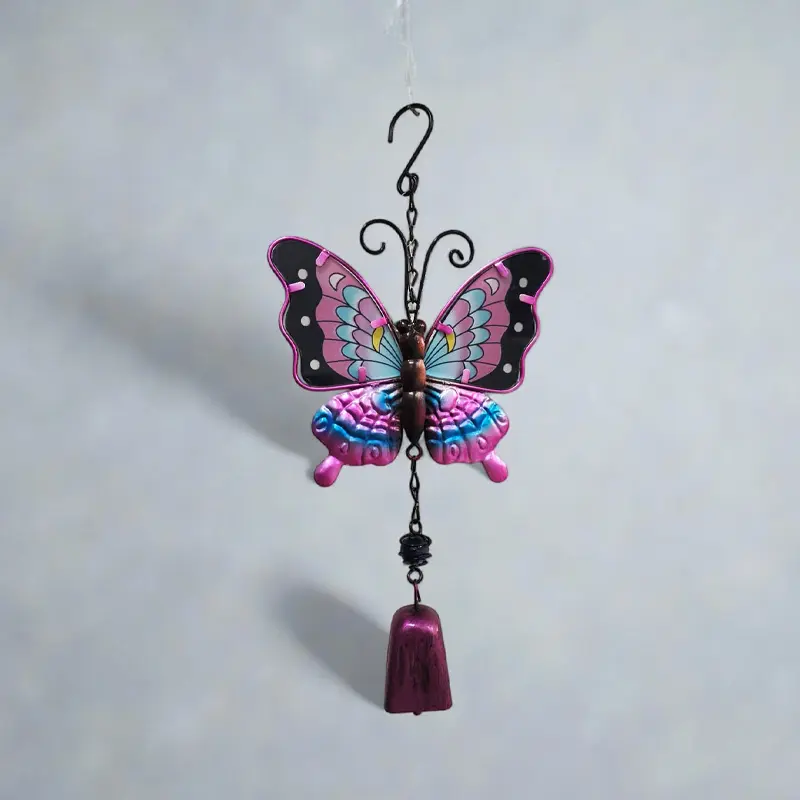 Movil Metal Colgante Mariposa Fucsia con Campana 35cm