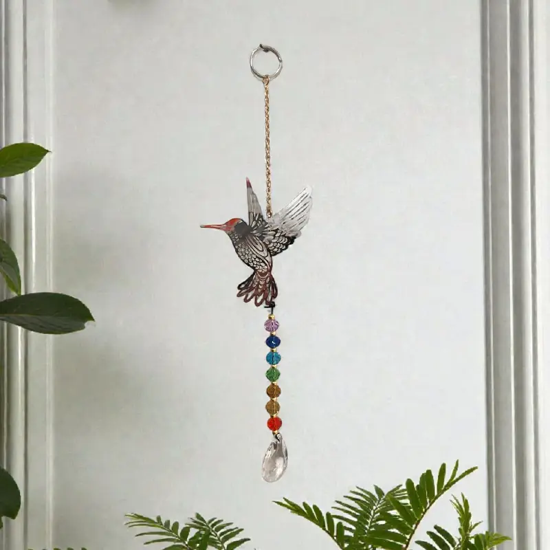 Movil Metal Colgante Colibri 7 Chakras con Atrapasol 35cm