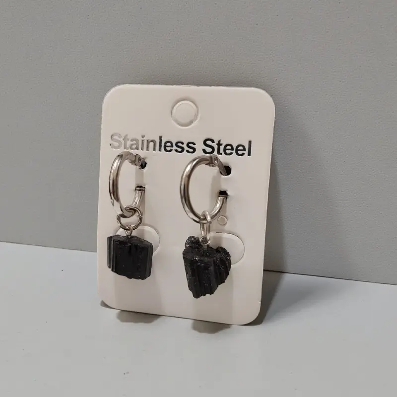 Aros Gemas Turmalina Negra Bruto Argoya