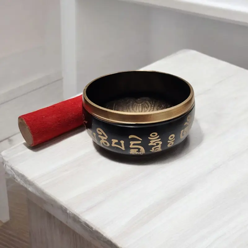 Cuenco Tibetano 11cm Negro Mantras