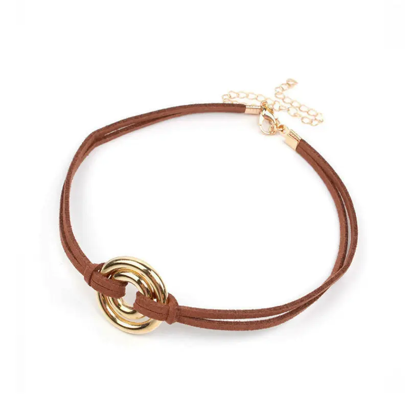 Choker de Gamuza Golden Circles Marron