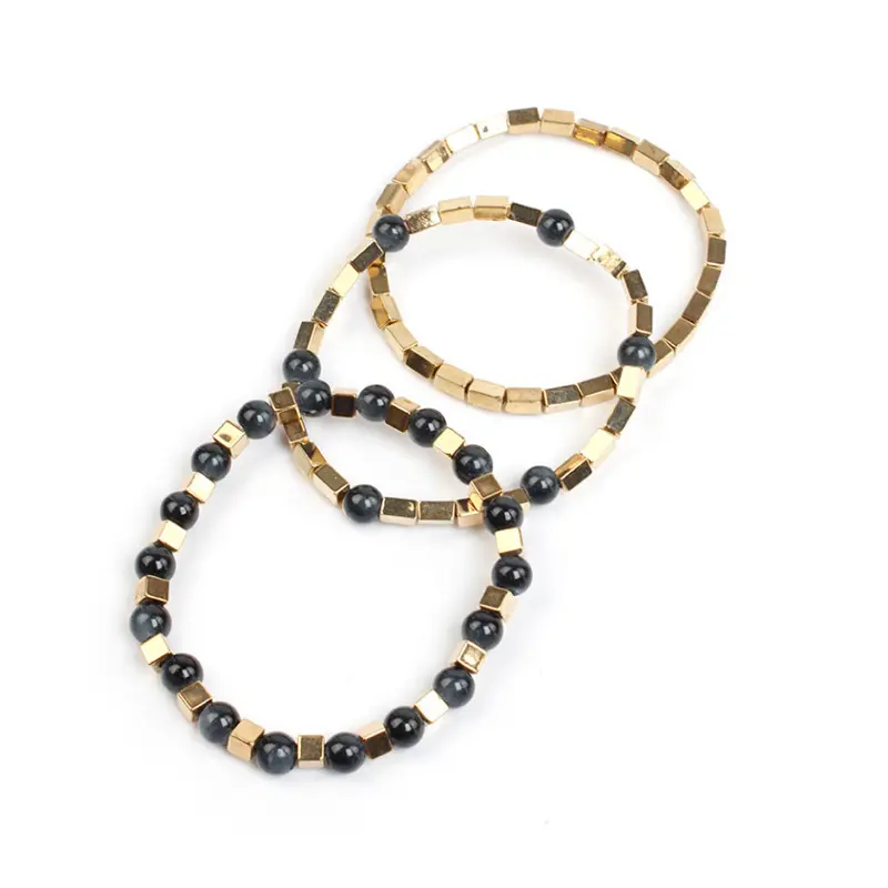 Set Tres Pulseras Elasticas Colors Glass Negra