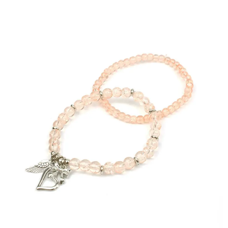 Set Pulseras Elasticas Lovers Charms Durazno