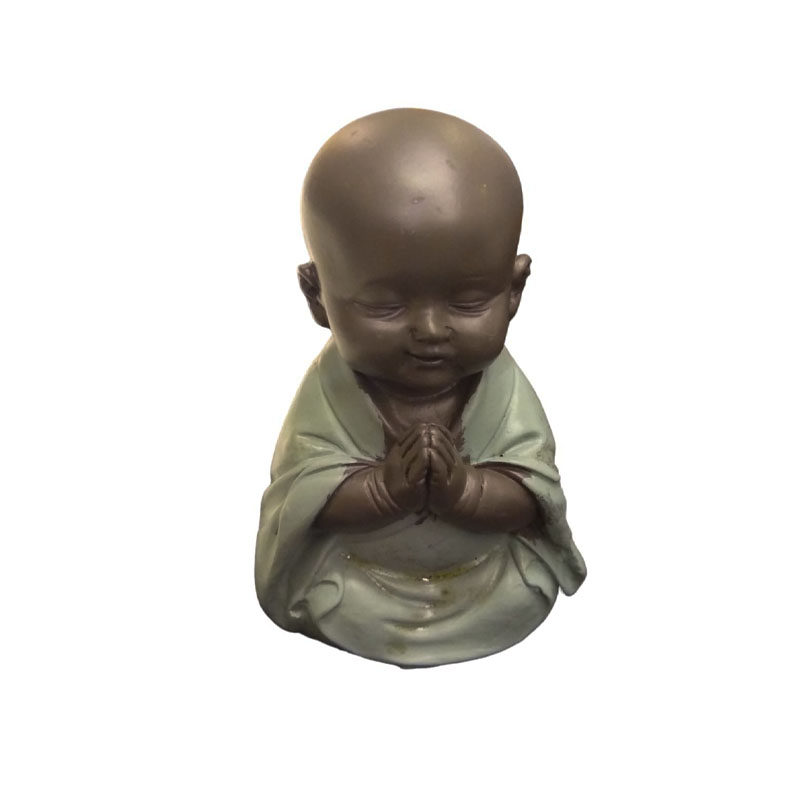Buda Bebe Negro Tunica Verde Mano Mudra 5cm