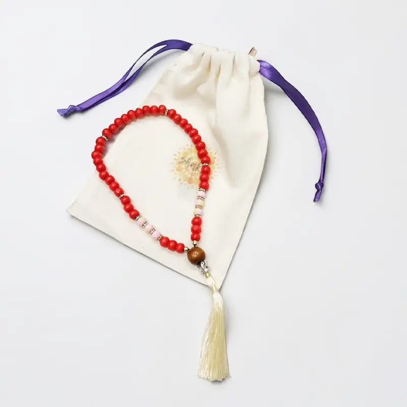 Japa Mala con Bolsa 45 Cuentas con Dije y Strass Colores Varios