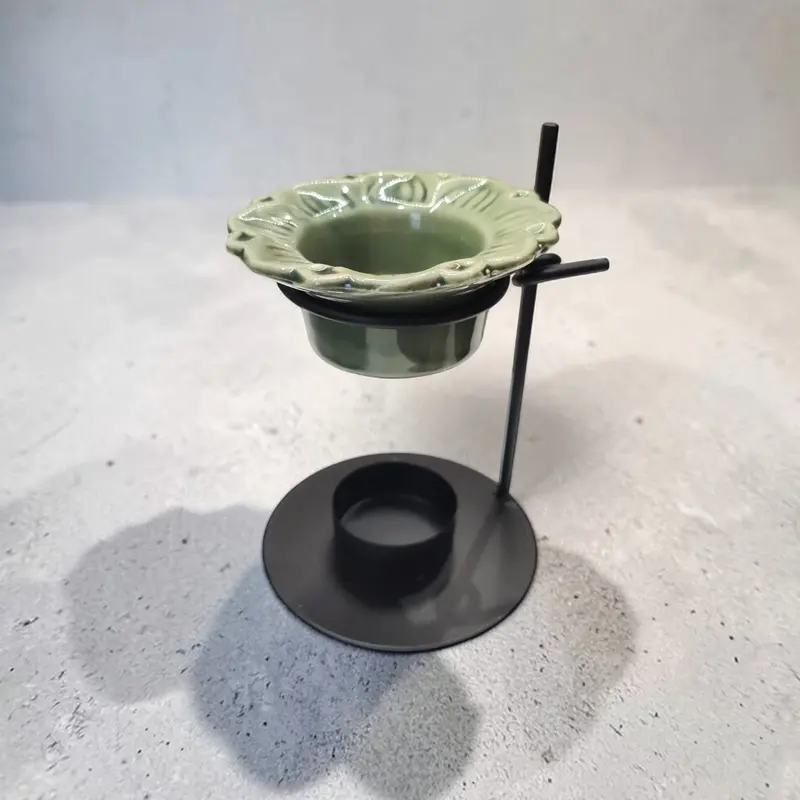 Hornito Ceramica Verde Colgante con Metal 14cm