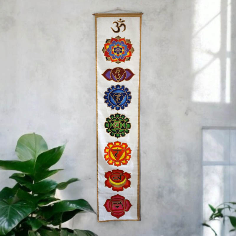 Banderin 7 Chakras Fondo Blanco 175x35cm