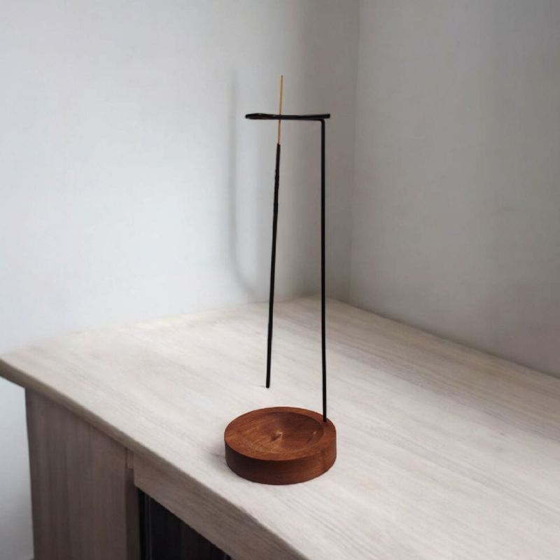 Porta Sahumerio Colgante Hierro y Madera