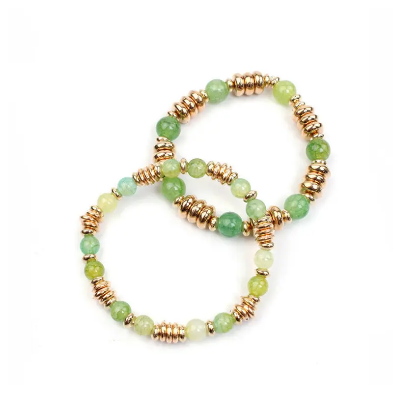 Set Pulseras Elasticas Verdes con Dorado