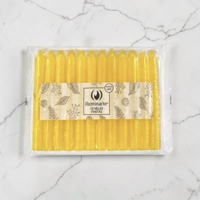 Velas Finas x12u Amarilla Iluminarte