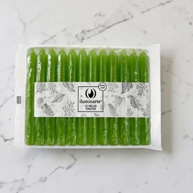 Velas Finas x12u Verde Iluminarte