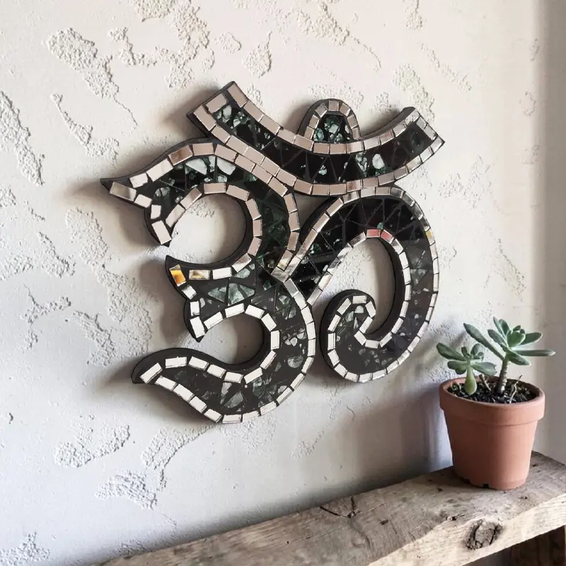 Om de Pared con Mosaicos Verdes y Espejos 30cm